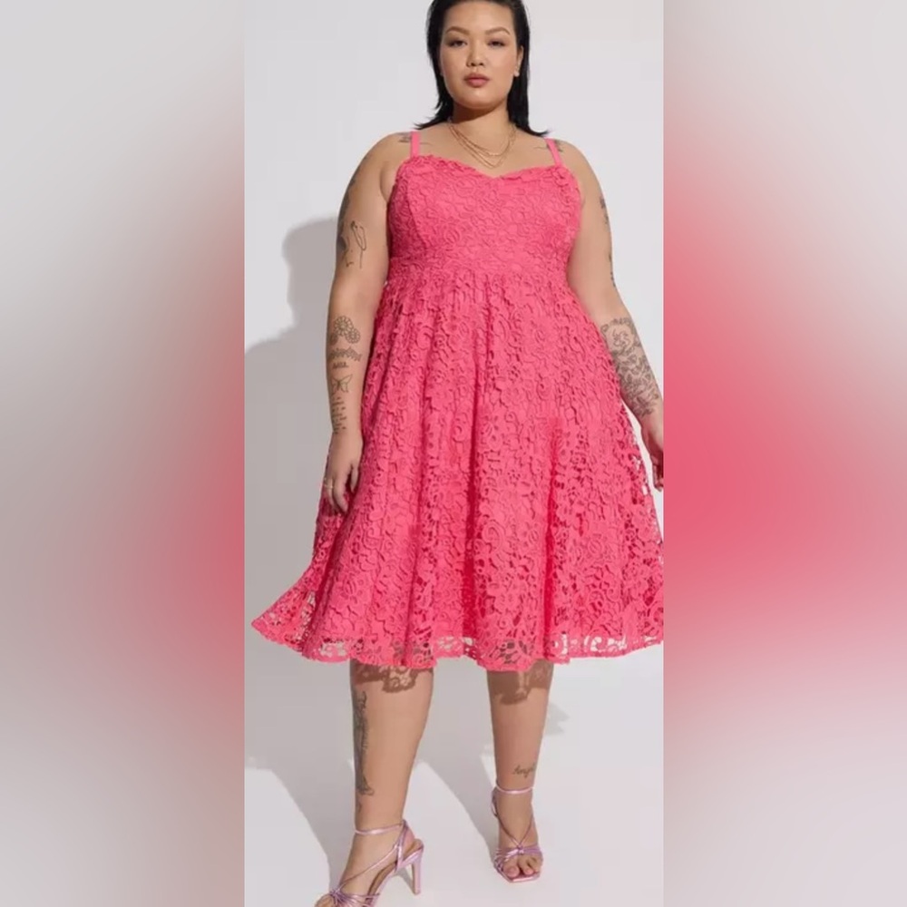 Torrid Midi Crochet Lace Sweetheart Dress